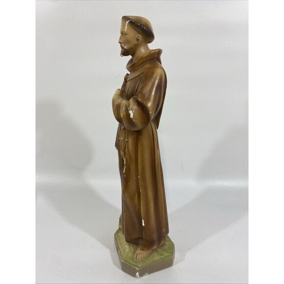 ANTIQUE Statue OF ST GERARD MAJELLA W/ SKULL PLASTER STATUE CATHOLIC ART 16” - Picture 2 of 16